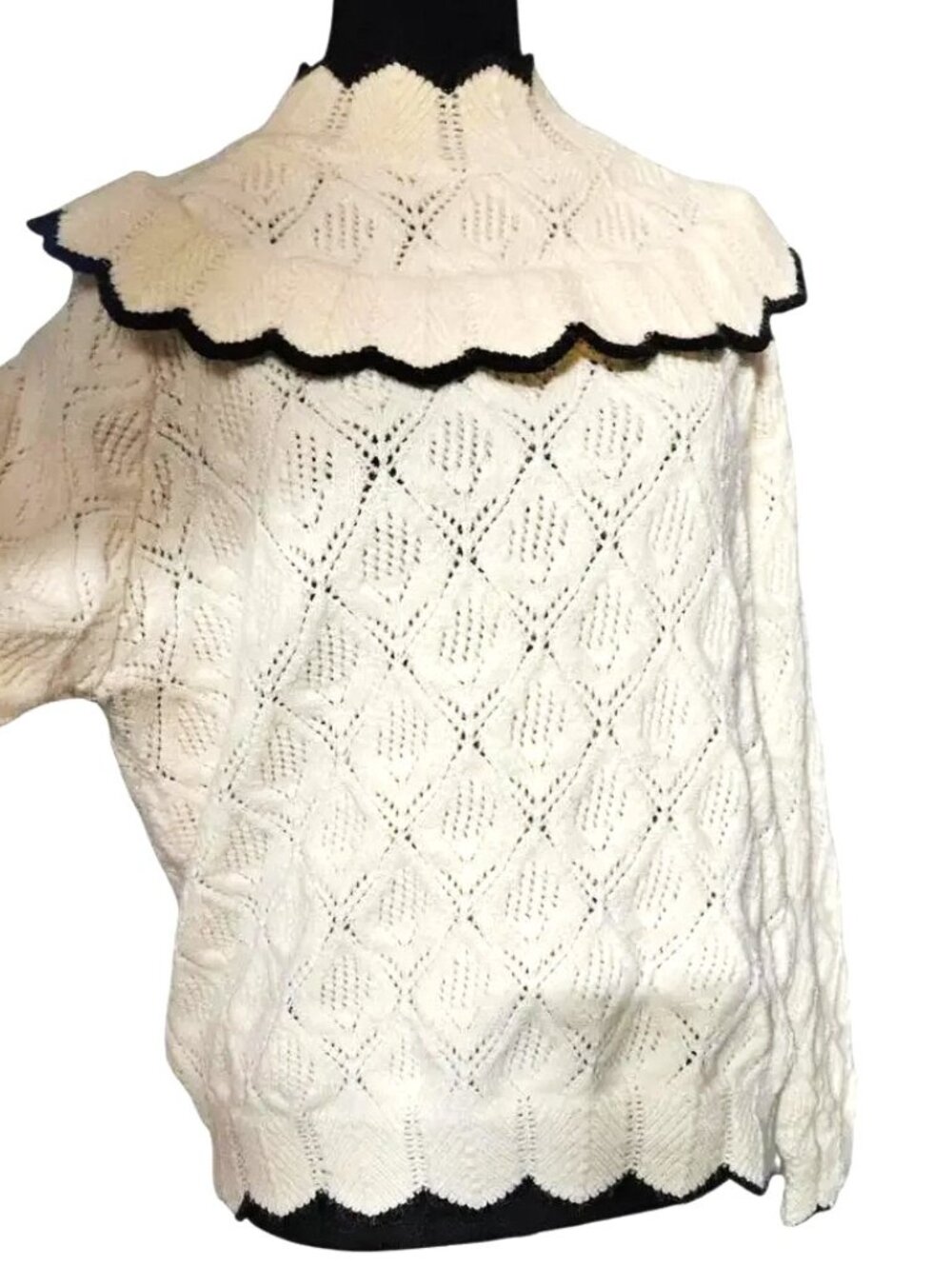 Kaily K Ivory and black ruffled sweater - Picture 3 of 5